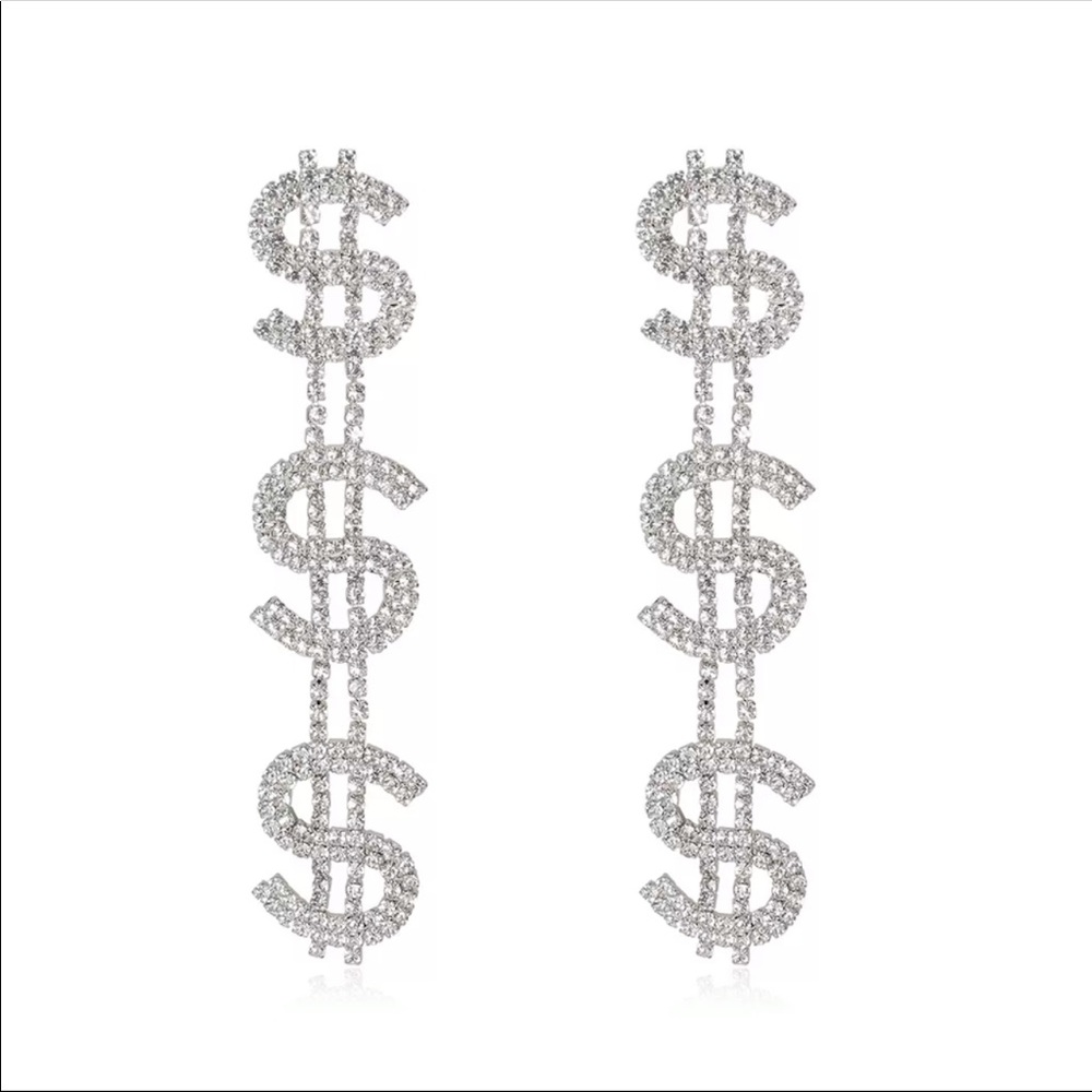 Silver money earrings
